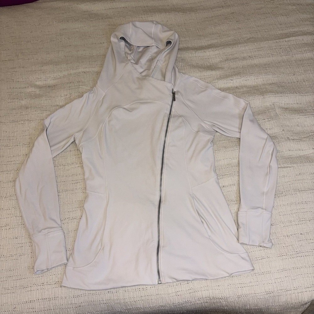 Lululemon Every Journey Hooded Jacket Womens 10 Full Zip Thumbhole  Light Chrome